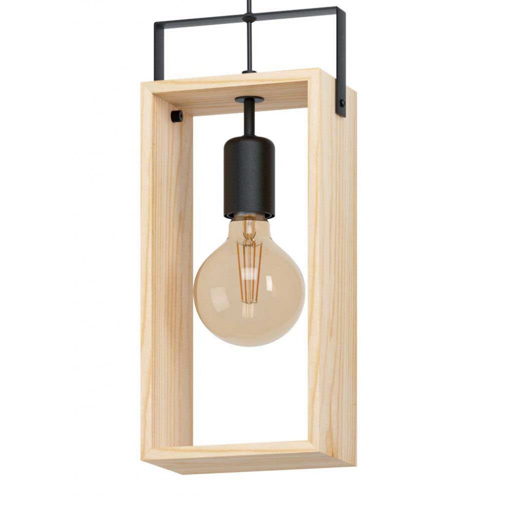 Vintage Κρεμαστό Φωτιστικό Από Μέταλλο Και Ξύλο Μονόφωτο 1x60W E27 FAMBOROUGH - Eglo