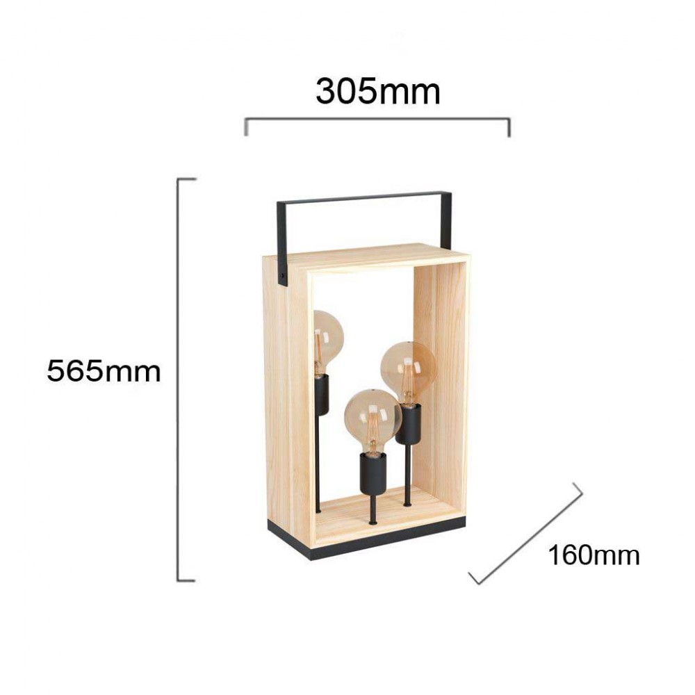 Vintage Επιτραπέζιο Φωτιστικό Από Μέταλλο Και Ξύλο 3x40W E27 FAMBOROUGH - Eglo