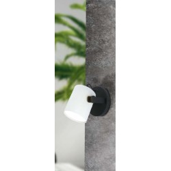 Vintage Φωτιστικό Τοίχου Μεταλλικό Με Ξύλο Και Υφασμάτινο Λευκό Καπέλο 1x28W E27 HORNWOOD 1 - Eglo