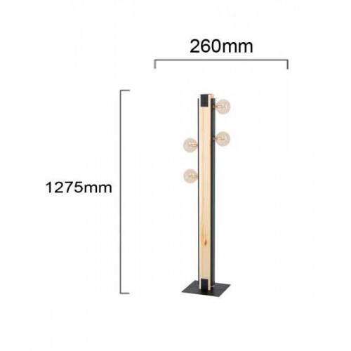 Vintage Φωτιστικό Δαπέδου Από Μέταλλο Και Ξύλο 4x60W E27 LAYHAM - Eglo