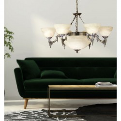 Κλασσικό Κρεμαστό Φωτιστικό Πολύφωτο Σε Καφέ - Σαμπανί Χρώμα Ø74cm 9x 60W E14 MARBELLA Eglo