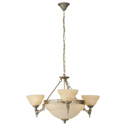 Κλασσικό Κρεμαστό Φωτιστικό Πολύφωτο Σε Καφέ - Σαμπανί Χρώμα Ø74cm 6x 60W E14 MARBELLA Eglo