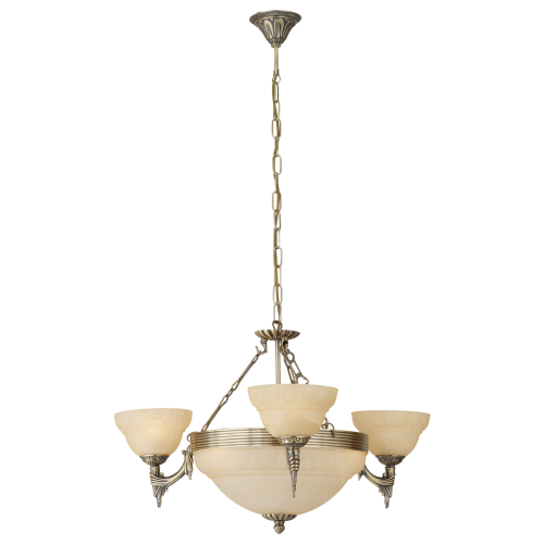 Κλασσικό Κρεμαστό Φωτιστικό Πολύφωτο Σε Καφέ - Σαμπανί Χρώμα Ø74cm 6x 60W E14 MARBELLA Eglo