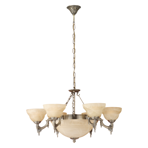 Κλασσικό Κρεμαστό Φωτιστικό Πολύφωτο Σε Καφέ - Σαμπανί Χρώμα Ø74cm 9x 60W E14 MARBELLA Eglo