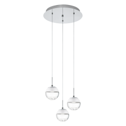 LED Κρεμαστό Φωτιστικό Τρίφωτο Γυάλινο Με Κρύσταλλα Ø40cm 3x 5W 3x 480lm MONTEFIO 1 Eglo