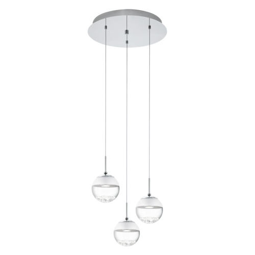 LED Κρεμαστό Φωτιστικό Τρίφωτο Γυάλινο Με Κρύσταλλα Ø40cm 3x 5W 3x 480lm MONTEFIO 1 Eglo
