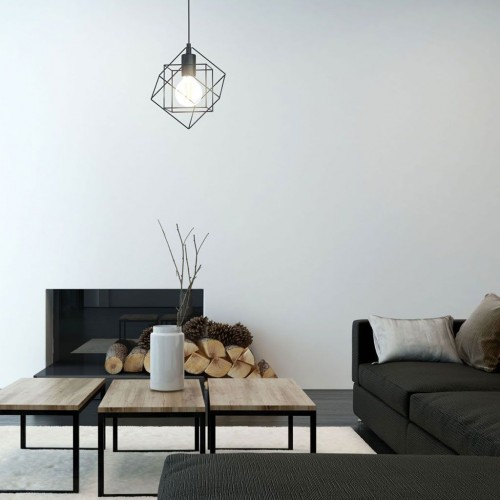 Vintage Κρεμαστό Φωτιστικό Μαύρο Μεταλλικό Μονόφωτο 1x60W E27 STRAITON - Eglo