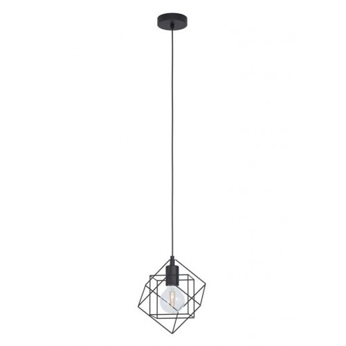 Vintage Κρεμαστό Φωτιστικό Μαύρο Μεταλλικό Μονόφωτο 1x60W E27 STRAITON - Eglo