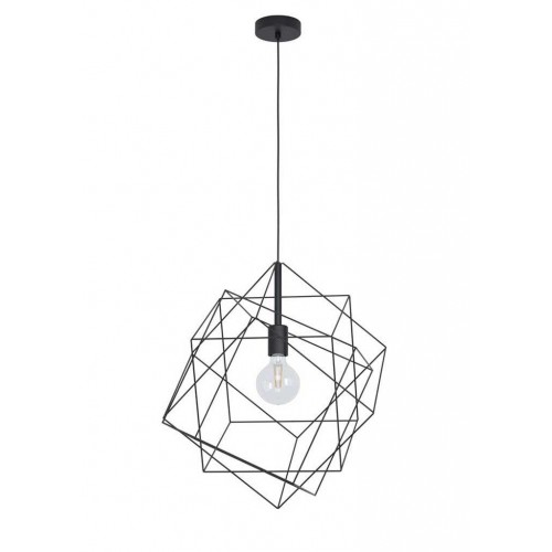 Vintage Κρεμαστό Φωτιστικό Μαύρο Μεταλλικό Μονόφωτο Ø51,5cm 1x60W E27 STRAITON - Eglo