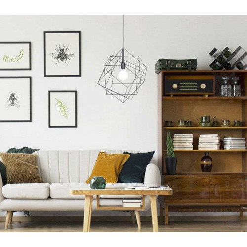 Vintage Κρεμαστό Φωτιστικό Μαύρο Μεταλλικό Μονόφωτο Ø51,5cm 1x60W E27 STRAITON - Eglo