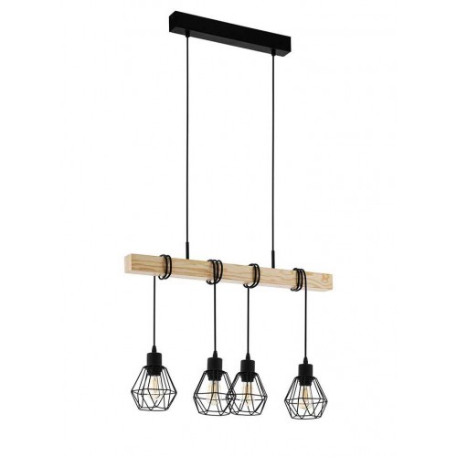 Vintage INDUSTRIAL Κρεμαστό Φωτιστικό Τετράφωτο 4x60W E27 TOWNSHEND 5 - Eglo