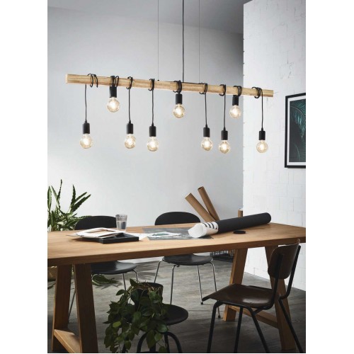 Κρεμαστό Industrial Φωτιστικό Εννιάφωτο 9x 60W E27 TOWNSHEND Eglo 