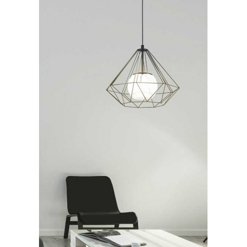 Vintage Κρεμαστό Φωτιστικό Μαύρο Μεταλλικό Με Γυαλί Ø44,5cm 1x60W E27 VERNHAM - Eglo