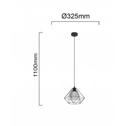 Vintage Κρεμαστό Φωτιστικό Μαύρο Μεταλλικό Με Γυαλί Ø32,5cm 1x40W E27 VERNHAM - Eglo