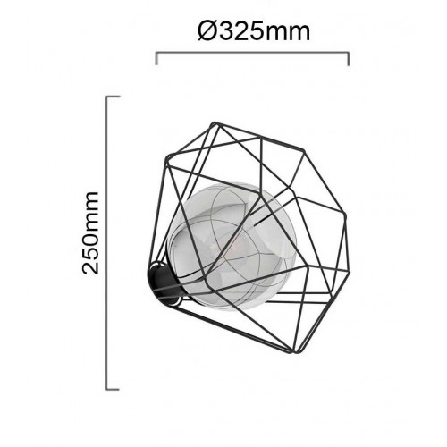 Vintage Επιτραπέζιο Φωτιστικό Μαύρο Μεταλλικό Με Γυαλί 1x40W E27 VERNHAM - Eglo