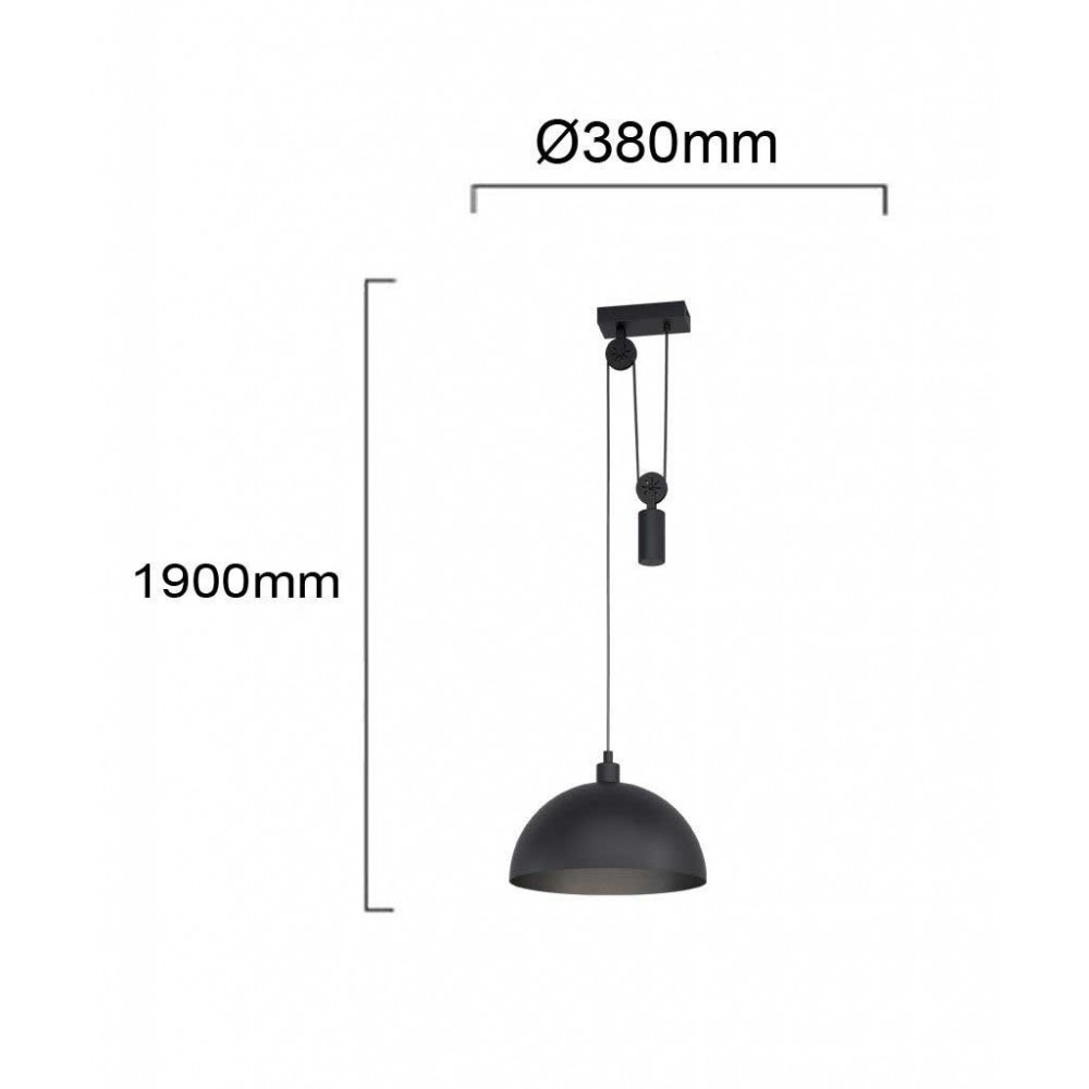 Κρεμαστό Φωτιστικό Vintage Industrial Μαύρο Μεταλλικό Μονόφωτο 1x40W E27 WINKWORTH 1 - Eglo