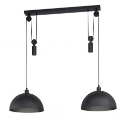 Κρεμαστό Φωτιστικό Vintage Industrial Μαύρο Μεταλλικό Δίφωτο 2x40W E27 WINKWORTH 1 - Eglo