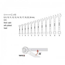 Σετ Γερμανοπολύγωνα Επαγγελματικά 12τμχ Νο 8-24 YT-0362 - Yato Tools