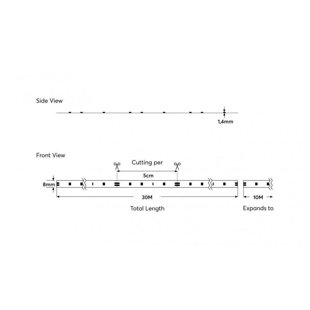 ΤΑΙΝΙΑ LED 30M 10W 12V 6500K IP20 PRO EUROLAMP
