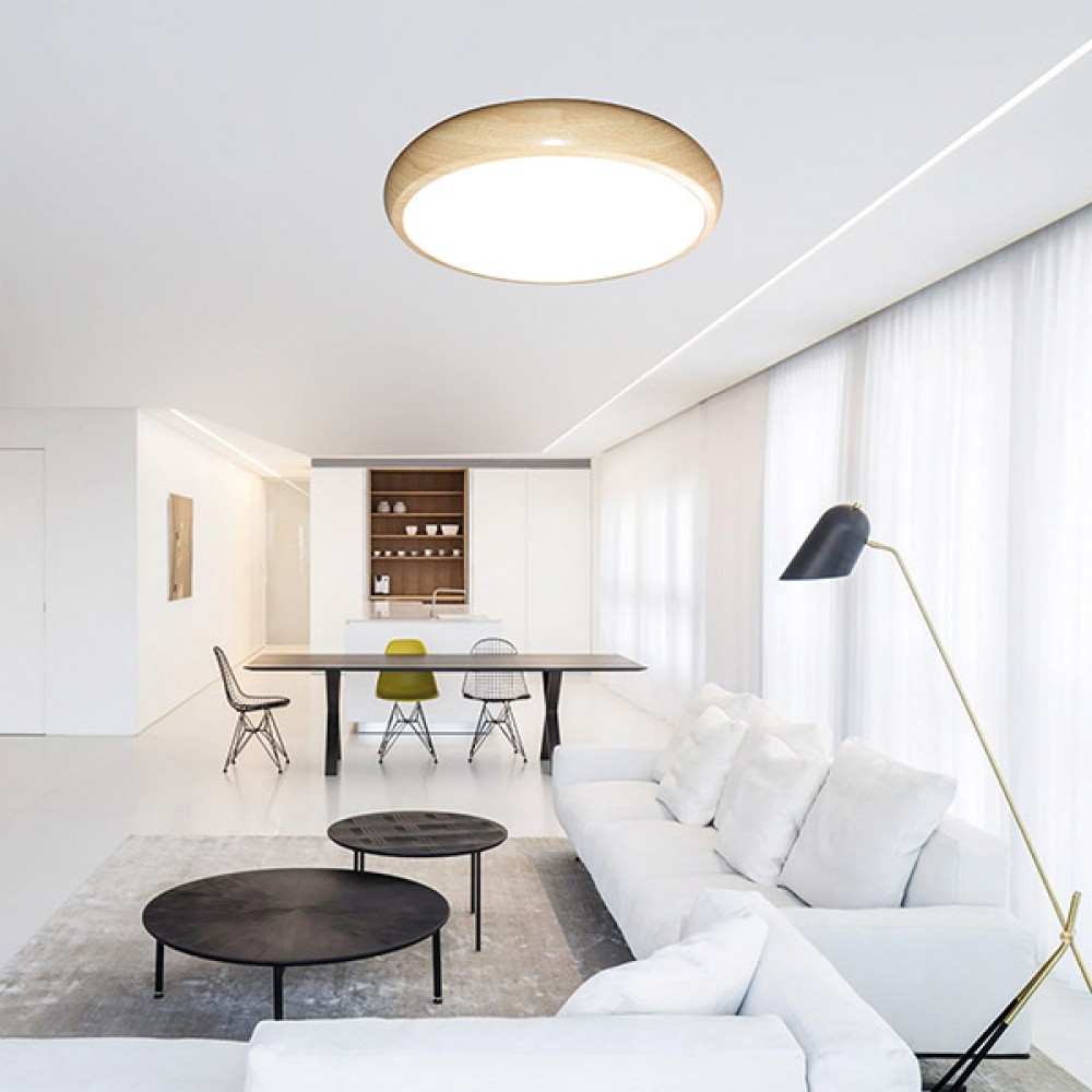 ΠΛΑΦΟΝΙΕΡΑ LED 30W 3CCT ΣΕ ΦΥΣΙΚΗ ΑΠΟΧΡΩΣΗ ΞΥΛΟΥ - EUROLAMP