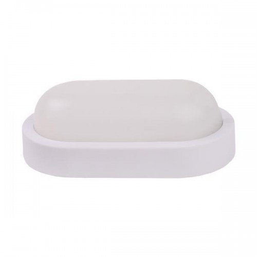 Φωτιστικό Τοίχου Οβάλ LED Σε Θερμό Λευκό 8W 160X90X51 IP54 Λευκό PLUS - Eurolamp