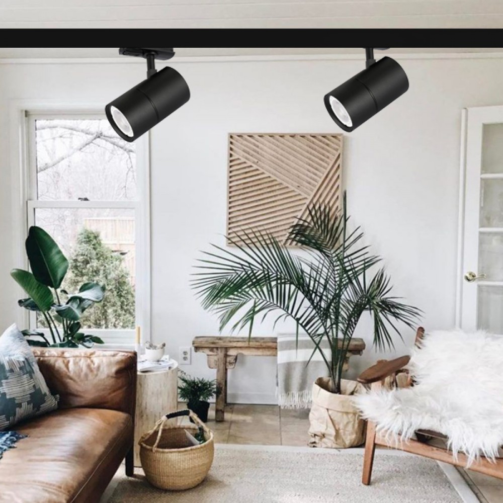 ΣΠΟΤ ΡΑΓΑΣ 2 ΓΡΑΜΜΩΝ GU10 Φ60x100mm ΜΑΥΡΟ EUROLAMP