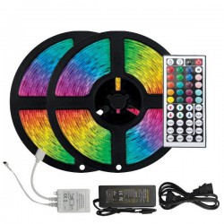 ΤΑΙΝΙΑ LED ΚΙΤ 2 X 5 ΜΕΤΡΩΝ 14,4W+DRIVER+CONTROLLER 12V RGB IP20