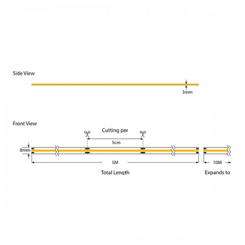 5 Μέτρα ΤΑΙΝΙΑ LED COB 5M 12W 24V 4000K 480L/M IP44 PRO Eurolamp
