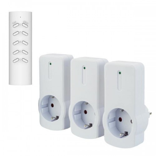 Πρίζα Σούκο Με Τηλεχειριστήριο Και Προστασία Επαφών ΣΕΤ 3Τμχ - Eurolamp