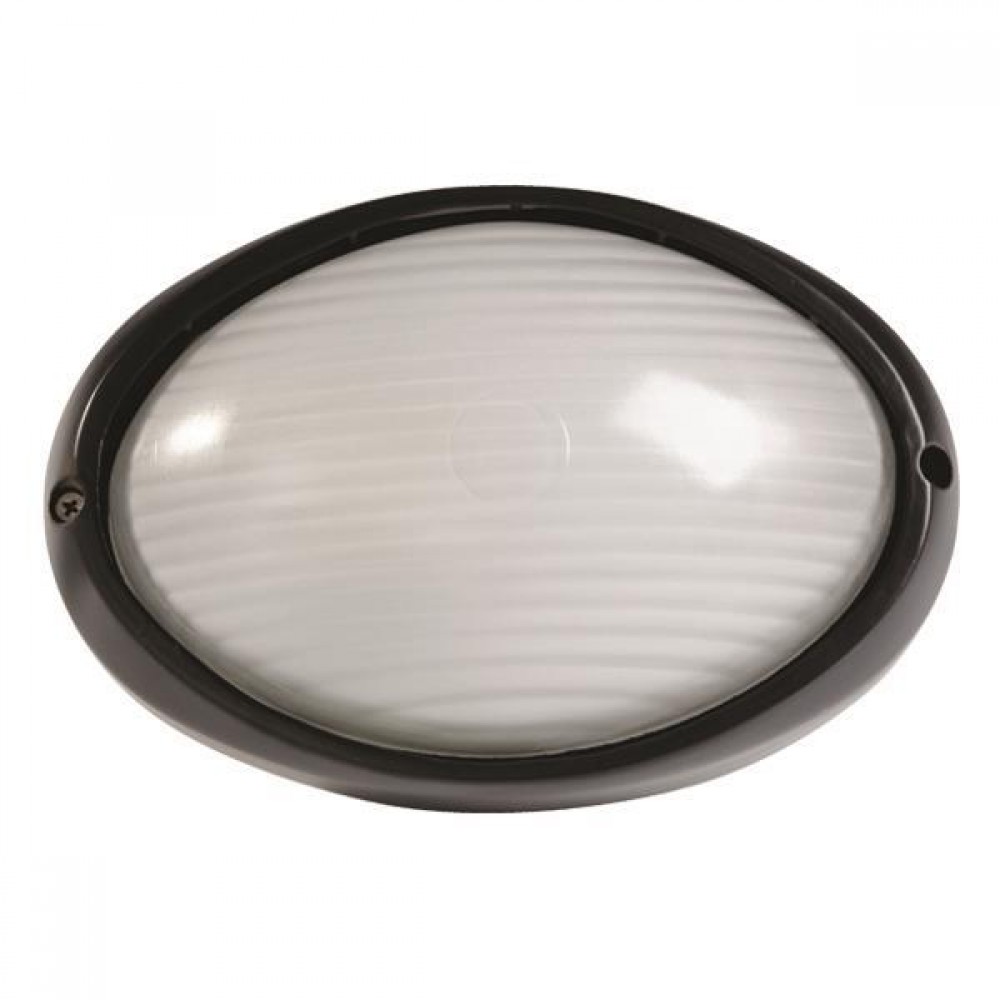 Απλίκα Τοίχου Οβάλ Αλουμινίου Σε Μαύρο Χρώμα 1xE27 IP44 Eurolamp