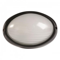 Απλίκα Τοίχου Οβάλ Αλουμινίου Σε Μαύρο Χρώμα 1xE27 IP44 Eurolamp