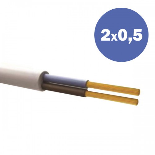 Καλώδιο Ηλεκτρολογικό Εύκαμπτο Λευκό H03VV-F 2Χ0.50MM2 EUROLAMP