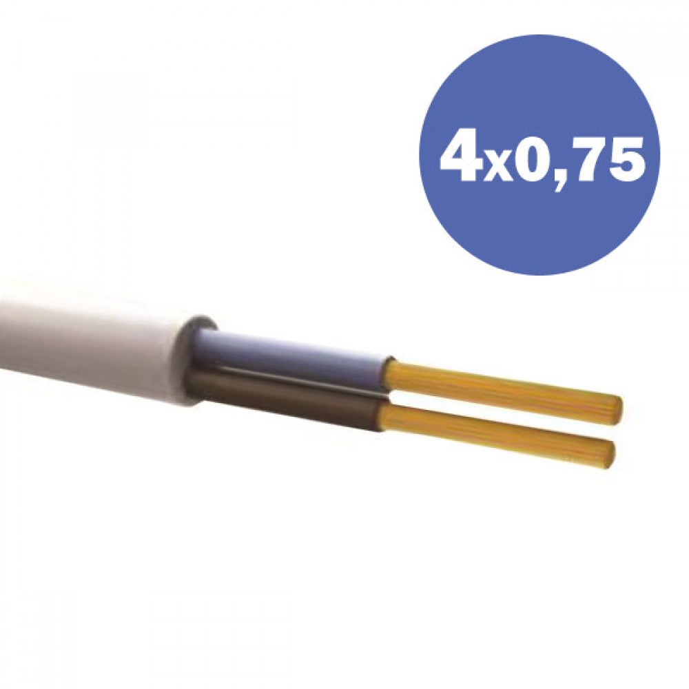 Καλώδιο Ηλεκτρολογικό Εύκαμπτο Λευκό H05VV-F 4Χ0,75MM2 EUROLAMP