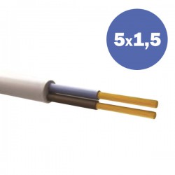 Καλώδιο Ηλεκτρολογικό Εύκαμπτο Λευκό H05VV-F 5Χ1,5MM2 EUROLAMP