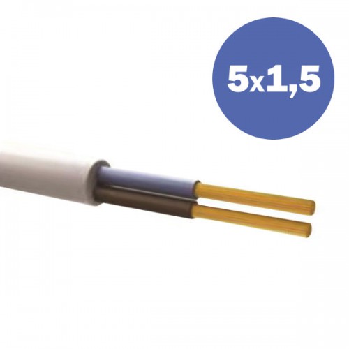 Καλώδιο Ηλεκτρολογικό Εύκαμπτο Λευκό H05VV-F 5Χ1,5MM2 EUROLAMP