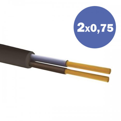 Καλώδιο Ηλεκτρολογικό Εύκαμπτο Μαύρο H03VV-F 2X0.75MM2 EUROLAMP