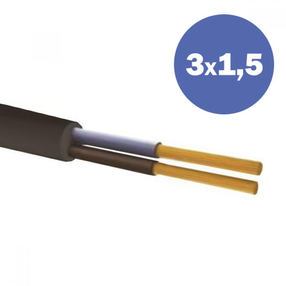 Καλώδιο Ηλεκτρολογικό Εύκαμπτο Μαύρο H05VV-F 3X1.5MM2 EUROLAMP