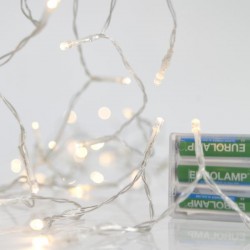 20 LED Σε Σειρά Με Μπαταρία Και Διάφανο Καλώδιο IP20 Θερμό Λευκό 2500K Magic Christmas