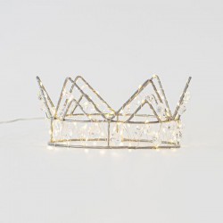 ΦΩΤΙΖΟΜΕΝΗ ΚΟΡΩΝΑ 21Χ10 ΜΕ ΚΡΥΣΤΑΛΛΑΚΙΑ, 70 MINI LED, ΜΠΑΤΑΡΙΑΣ, ΜΕ ΧΡΟΝΟΔΙΑΚΟΠΤΗ, ΑΣΗΜΙ ΧΑΛΚINO ΚΑΛΩΔΙΟ, ΘΕΡΜΟ ΛΕΥΚΟ LED, ΠΡΟΕΚΤΑΣΗ ΠΑΡΟΧΗΣ 50cm, IP20 Magic Christmas