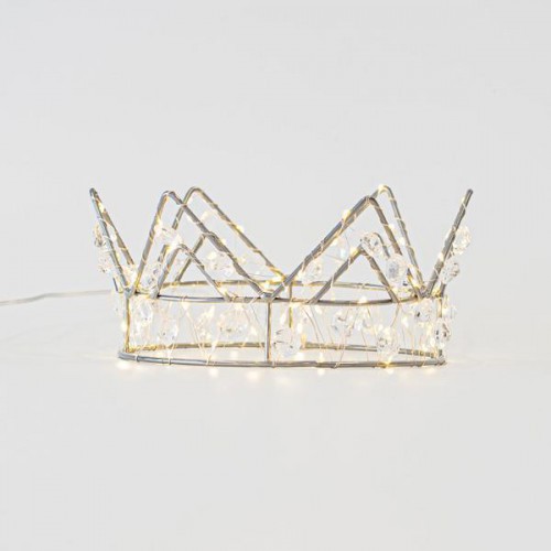 ΦΩΤΙΖΟΜΕΝΗ ΚΟΡΩΝΑ 21Χ10 ΜΕ ΚΡΥΣΤΑΛΛΑΚΙΑ, 70 MINI LED, ΜΠΑΤΑΡΙΑΣ, ΜΕ ΧΡΟΝΟΔΙΑΚΟΠΤΗ, ΑΣΗΜΙ ΧΑΛΚINO ΚΑΛΩΔΙΟ, ΘΕΡΜΟ ΛΕΥΚΟ LED, ΠΡΟΕΚΤΑΣΗ ΠΑΡΟΧΗΣ 50cm, IP20 Magic Christmas