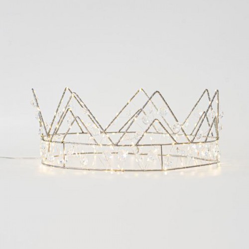 ΦΩΤΙΖΟΜΕΝΗ ΚΟΡΩΝΑ 40Χ10 ΜΕ ΚΡΥΣΤΑΛΛΑΚΙΑ, 160 MINI LED, ΜΠΑΤΑΡΙΑΣ, ΜΕ ΧΡΟΝΟΔΙΑΚΟΠΤΗ, ΑΣΗΜΙ ΧΑΛΚΙΝΟ ΚΑΛΩΔΙΟ, ΘΕΡΜΟ ΛΕΥΚΟ LED, ΠΡΟΕΚΤΑΣΗ ΠΑΡΟΧΗΣ 3m, IP20 Magic Christmas