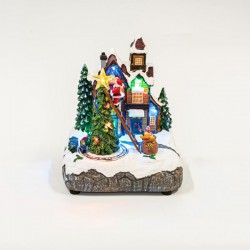 ΧΡΙΣΤΟΥΓΕΝΝΙΑΤΙΚΗ ΑΥΛΗ ΜΕ ΑΓΙΟ ΒΑΣΙΛΗ ΣΕ ΣΚΑΛΑ, ΜΕ ΜΕΤΑΣΧΗΜΑΤΙΣΤΗ, 13 LED, ΜΕ ΜΟΥΣΙΚΗ ΚΑΙ ΚΙΝΗΣΗ, 19x16x22cm Magic Christmas