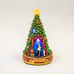 ΧΡΙΣΤΟΥΓΕΝΝΙΑΤΙΚΟ ΔΕΝΤΡΟ ΣΚΗΝΗ, ΜΕ ΜΕΤΑΣΧΗΜΑΤΙΣΤΗ, 13 LED, ΜΕ ΜΟΥΣΙΚΗ ΚΑΙ ΚΙΝΗΣΗ, 21,2x21,2x34cm Magic Christmas