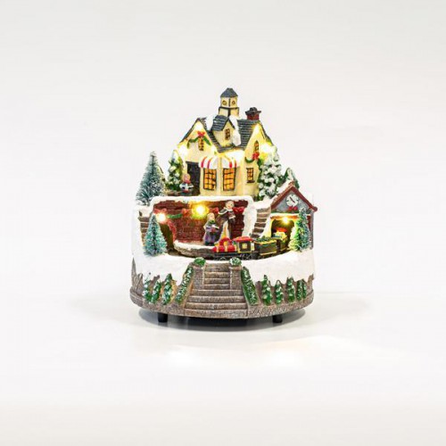 ΧΡΙΣΤΟΥΓΕΝΝΙΑΤΙΚΟΣ ΣΤΑΘΜΟΣ, ΜΕ ΜΕΤΑΣΧΗΜΑΤΙΣΤΗ, 9 LED, ΜΕ ΜΟΥΣΙΚΗ ΚΑΙ ΚΙΝΗΣΗ, 17x16,5x20cm Magic Christmas