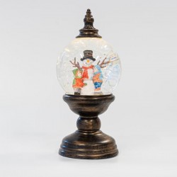 ΧΙΟΝΟΜΠΑΛΑ ΕΠΙΤΡΑΠΕΖΙΟ ΔΙΑΚΟΣΜΗΤΙΚΟ ΜΕ ΧΙΟΝΑΝΘΡΩΠΟ, ΠΛΑΣΤΙΚΟ, ΦΩΤΙΖΟΜΕΝΟ, ΜΕ ΝΕΡΟ, ΜΠΑΤΑΡΙΑΣ, 1  ΘΕΡΜΟ ΛΕΥΚΟ LED, 12x12x26,5cm Magic Christmas