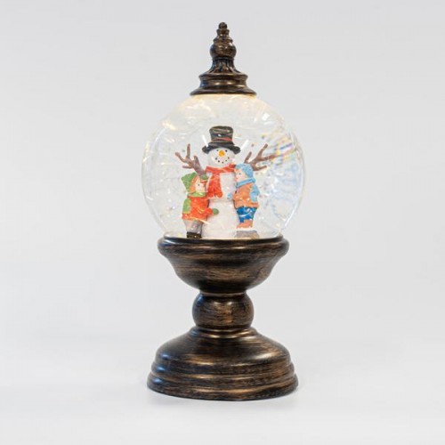 ΧΙΟΝΟΜΠΑΛΑ ΕΠΙΤΡΑΠΕΖΙΟ ΔΙΑΚΟΣΜΗΤΙΚΟ ΜΕ ΧΙΟΝΑΝΘΡΩΠΟ, ΠΛΑΣΤΙΚΟ, ΦΩΤΙΖΟΜΕΝΟ, ΜΕ ΝΕΡΟ, ΜΠΑΤΑΡΙΑΣ, 1  ΘΕΡΜΟ ΛΕΥΚΟ LED, 12x12x26,5cm Magic Christmas