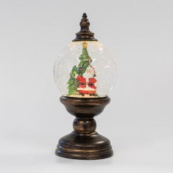 ΧΙΟΝΟΜΠΑΛΑ ΕΠΙΤΡΑΠΕΖΙΟ ΔΙΑΚΟΣΜΗΤΙΚΟ ΜΕ ΔΕΝΤΡΑΚΙΑ ΚΑΙ ΑΥΤΟΚΙΝΗΤΟ, ΠΛΑΣΤΙΚΟ, ΦΩΤΙΖΟΜΕΝΟ, ΜΕ ΝΕΡΟ, ΜΠΑΤΑΡΙΑΣ, 1  ΘΕΡΜΟ ΛΕΥΚΟ LED, 12x12x26,5cm Magic Christmas