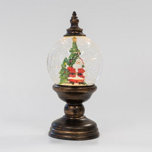 ΧΙΟΝΟΜΠΑΛΑ ΕΠΙΤΡΑΠΕΖΙΟ ΔΙΑΚΟΣΜΗΤΙΚΟ ΜΕ ΔΕΝΤΡΑΚΙΑ ΚΑΙ ΑΥΤΟΚΙΝΗΤΟ, ΠΛΑΣΤΙΚΟ, ΦΩΤΙΖΟΜΕΝΟ, ΜΕ ΝΕΡΟ, ΜΠΑΤΑΡΙΑΣ, 1  ΘΕΡΜΟ ΛΕΥΚΟ LED, 12x12x26,5cm Magic Christmas