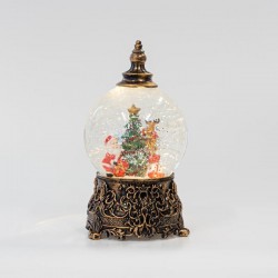 ΧΙΟΝΟΜΠΑΛΑ ΕΠΙΤΡΑΠΕΖΙΟ ΔΙΑΚΟΣΜΗΤΙΚΟ ΜΕ ΑΓΙΟ ΒΑΣΙΛΗ ΚΑΙ ΔΕΝΤΡΟ, ΠΛΑΣΤΙΚΟ, ΦΩΤΙΖΟΜΕΝΟ, ΜΕ ΝΕΡΟ, ΜΠΑΤΑΡΙΑΣ, 1  ΘΕΡΜΟ ΛΕΥΚΟ LED, 12,3x12,3x22,5cm MAGIC CHRISTMAS