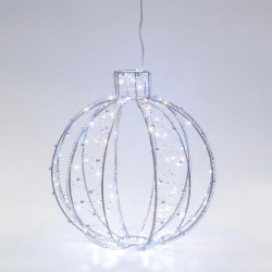 ΜΕΤΑΛΛΙΚΗ ΜΠΑΛΑ, 30 ΘΕΡΜΑ ΚΑΙ 30 ΛΕΥΚΑ LED, 500cm ΠΡΟΕΚΤΑΣΗ ΠΑΡΟΧΗΣ, 30x32cm, IP44 Magic Christmas